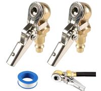 Clip On Air Chuck, 2Pcs Air Chucks for Tires, Brass Clip-On Chuck with Tape, Locking Quick Connect for Truck RV Auto Car Bikes Motorcycles, Tire