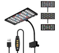 Clip On Aquarium Light,3 Lighting Modes Full Spectrum Fish Tank Light Adjustable Timer/ 10 Brightness with 360° Rotation Lamp Rod for Within 0.5" Thickness Glass Aquariums Tanks