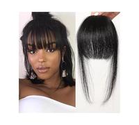Clip-on Bangs 100% Human Hair Bangs Clip in Fringe with Temples Hairpiece for Women(1B)