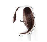 Clip-on Bangs 2Pcs Wave Side Bangs Synthetic Fake Fringe Hairpiece Middle-part Hair Extensions Clip in the Front for Women(Brown black)