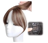 Clip on Bangs, Hair Toppers for Women, Real Hair Toppers for Women Uk, Thick Side Bangs Clip Human Hair Bangs Natural Clips on Side Bangs Straight Fringe Hair Extensions (Brown)