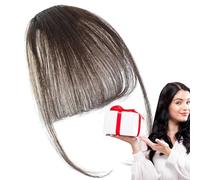 Clip On Bangs Human Hair - French Bangs Fake Fringe Haiŕ Extension | Natural Neat Bangś Clip In Hairpiece, Stylish Real Hair Fringe For Women, Daily Wear, Party, Dinner Date & Fashion Styling