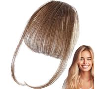 Clip On Bangs Human Hair - French Bangs Fake Fringe Haiŕ Extension | Natural Neat Bangś Clip In Hairpiece, Stylish Real Hair Fringe For Women, Daily Wear, Party, Dinner Date & Fashion Styling