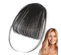 Clip On Bangs Human Hair - French Bangs Fake Fringe Haiŕ Extension | Natural Neat Bangś Clip In Hairpiece, Stylish Real Hair Fringe For Women, Daily Wear, Party, Dinner Date & Fashion Styling