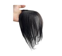 Clip-on Bangs Natural Human Hair Bangs Side Fringe for Women 3D Middle Part False Clip-in Extensions Invisible Hairpieces(Natural Black)