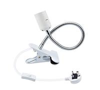 Clip On Bulb Holder E27 with On/Off Switch UK Plug 360 Degrees Flexible Lamp Holder Clip E27 Edison Screw Lamp Holder Base for Desk and Offices Garages Kitchens