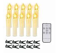 Clip On Candles for Christmas Tree, Clip On Candle Christmas Tree Lights, Electrical LED Candles, Vintage Dimmable Candle Fairy Lights for Christmas Tree, Wedding, Party, Warm White(Timed,10pcs)