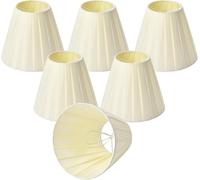 Clip On Chandelier Lamp Shades Set of 6,Beige Pleated Fabric Small Empire Shades for E14 Candle Bulbs-Light Covers for Chandeliers, Wall Sconces, Table Lamps