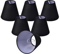 Clip On Chandelier Lamp Shades Set of 6,Black Polycotton Small Empire Shades for E14 Candle Bulbs-Light Covers for Chandeliers, Wall Sconces, Table Lamps
