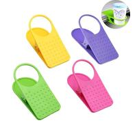Clip on Cup Holder, 4Pcs Portable Desk Side Cup Holders Clip Mug Holder Clamp for Camping Chair Sunbed, for Cups Diameter within 6.5cm/2.6in, Random Colors