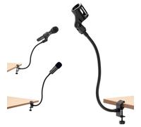 Clip-on Desktop Microphone Stand, Flexible Gooseneck Desk Mic Stand, Microphone Arm Stand with Clip, 3/8" to 5/8" Microphone Holder for Podcasting, Radio, Lectures, Singing, Live Streaming