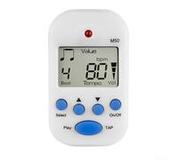 Clip On Digital Metronome LCD Screen 30-280 BPM Adjustable Beat Headphone Jack for Bass Flute Saxophone Rehearsal Compact White(White)