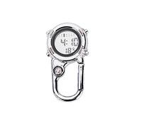 Clip on Digital Quartz Watch Backpack Fob Belt Waterproof and Shockproof Pocket Watch Glow in The Dark Carabiner Watch with Compass Alarm Clock Date Week Gift for Outdoor Sports, Red,