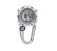 Clip on Digital Quartz Watch Backpack Fob Belt Waterproof and Shockproof Pocket Watch Glow in The Dark Unisex Pocket Watch with Compass Alarm Clock Date Week Gift for Doctors Nurses Outdoor Spor