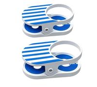 Clip-On Drink Holder with Clamp, Secure Your Beverage Anywhere, Portable Cup Holder for Desk, Table, Pool, Lounge, Beach Chair, Cruise, Outdoor Use (Blue*2)