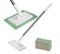 Clip On Dust Mop With 4 Reusable Cloths Clip Wet Wipes Mop Detachable Press Clamp Wipes Cleaner Supplies For Floor Wall Bathroom Kitchen