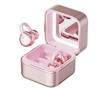 Clip On Ear Headphones with Makeup Mirror, Open Ear Wireless Bluetooth Earbuds, 40H Long Battery Life LED Light Case for All Phones (Gray)