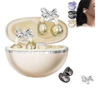 Clip-on Earbuds with Detachable Bow Earrings,Open-Ear Wireless Bluetooth 5.4 Headphones with Mic, Comfortable Fit & 72H Playtime Jewelry-Inspired Headphones for Women Gifts,Sports & Workouts (skin)