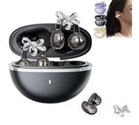 Clip-on Earbuds with Detachable Bow Earrings,Open-Ear Wireless Bluetooth 5.4 Headphones with Mic, Comfortable Fit & 72H Playtime Jewelry-Inspired Headphones for Women Gifts,Sports & Workouts (black)