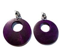 Clip-on Earrings Bohemian Wood Assorted Colors 2.5 inch Hoop Circle Hoop Silver Clip, Wood