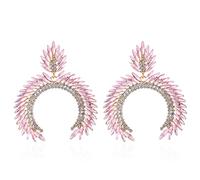 Clip on Earrings for Women Geometric Open C Shape Clip Earrings Rhinestone Crystal Big Statement Clip on Earrings Dangle Hypoallergenic Prom Party Birthday Xmas Valentine's Day Gifts, Zinc, rhinstones