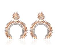 Clip on Earrings for Women Geometric Open C Shape Clip Earrings Rhinestone Crystal Big Statement Clip on Earrings Dangle Hypoallergenic Prom Party Birthday Xmas Valentine's Day Gifts, Zinc, rhinstones