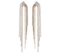 Clip On Earrings - Gold Plated Crystal Zirconia Chandelier With Diamante Strands - Britt G