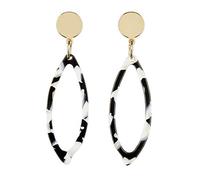 Clip On Earrings - Gold Plated Drop Earring With Black And White Acrylic - Ebbi W