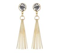 Clip On Earrings - Gold Plated Drop With A Large Clear Crystal - Kala