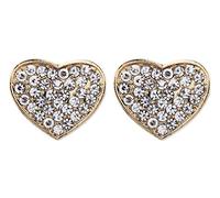Clip On Earrings - Gold Plated Heart With Clear Crystals - Whitney
