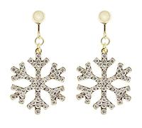 Clip On Earrings - Gold Plated Snowflake With Clear Crystals - Millie G