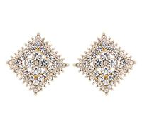 Clip On Earrings - Gold Plated Stud With Clear Crystals - Alex