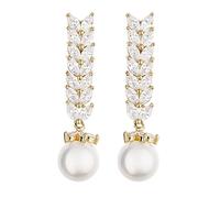 Clip On Earrings - Gold Plated With A Pearl And Cubic Zirconia Stones - Naomi G