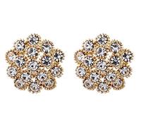 Clip On Earrings - Gold Plated With Clear Crystal Diamantes - Ethel