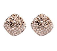 Clip On Earrings - Rose Gold Plated With Crystal Diamantes And Pearls - Emma G