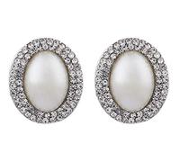 Clip On Earrings - Silver Plated Vintage Style With A Large Pearl - Bertha S