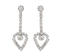 Clip On Earrings - Silver Plated With A Crystal Heart - Bay