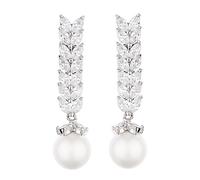 Clip On Earrings - Silver Plated With A Pearl And Cubic Zirconia Stones - Naomi S