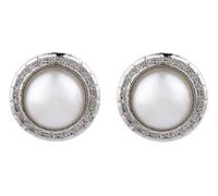 Clip On Earrings - Silver Plated With A Round Central Pearl - Wonda