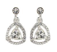 Clip On Earrings - Silver Plated With An Inset Stone And Crystals - Breeze