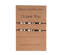 Clip on Earrings Studs Couples Bracelets I Love You Cute From Relationships Matching Bracelets Rectangle Hoop Earrings (Black, One Size)