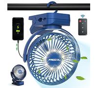 Clip on Fan 65 Hours Portable Desk Fan Rechargeable with LED Lights & Hooks 12000 Capacity Battery Operated Fan with Clips Small Desk Fan Mini Fans for Tents Travel Outdoor Camping Golf Cart Stroller