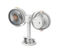 Clip On Fan For Bed, With -Head Wide Cover, 31 × 11 × 23.5 Cm, Double Head Usb-C Rechargeable Cooling Fan, 5 Speed Quiet Portable Desk Blower, Strong Clip Mount, For Car, Camping, Office, Beach