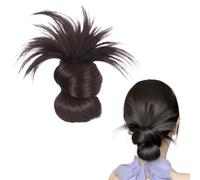 Clip-On Feathered Bun Wig, Bun Clip in Hair Piece, Low Ponytail Hairs Clips, Claw Clips Messy Buns Hair Piece, Hairs Buns for Women Daily Wear (Brown Black)