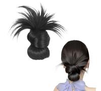 Clip-On Feathered Bun Wig, Bun Clip in Hair Piece, Low Ponytail Hairs Clips, Claw Clips Messy Buns Hair Piece, Hairs Buns for Women Daily Wear (Black)