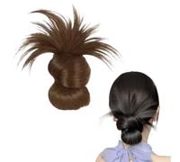 Clip-On Feathered Bun Wig, Bun Clip in Hair Piece, Low Ponytail Hairs Clips, Claw Clips Messy Buns Hair Piece, Hairs Buns for Women Daily Wear (Light Brown)