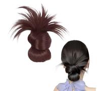 Clip-On Feathered Bun Wig, Bun Clip in Hair Piece, Low Ponytail Hairs Clips, Claw Clips Messy Buns Hair Piece, Hairs Buns for Women Daily Wear (Dark Brown)