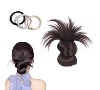 Clip-On Feathered Bun Wig, Soft Messy Buns Hairs Clip, Easy to Use, Does Not Fall off Easily for Women Girls Daily Wear (Black Brown)