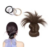 Clip-On Feathered Bun Wig, Soft Messy Buns Hairs Clip, Easy to Use, Does Not Fall off Easily for Women Girls Daily Wear (Light Brown)