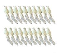 Clip On Foam Feathered Artificial Birds 20 Pack White Doves 13cm Decorative Ornaments for Crafts Christmas Weddings Parties Wreaths Centerpieces and Garden Decoration